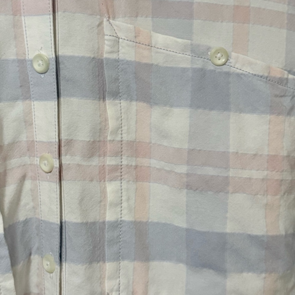 Free People Loveland Pastel Plaid Button Down Shirt Size XS Raw Hem - Picture 6 of 8